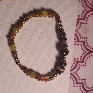 Real green jade and Tigers eye bracelet
